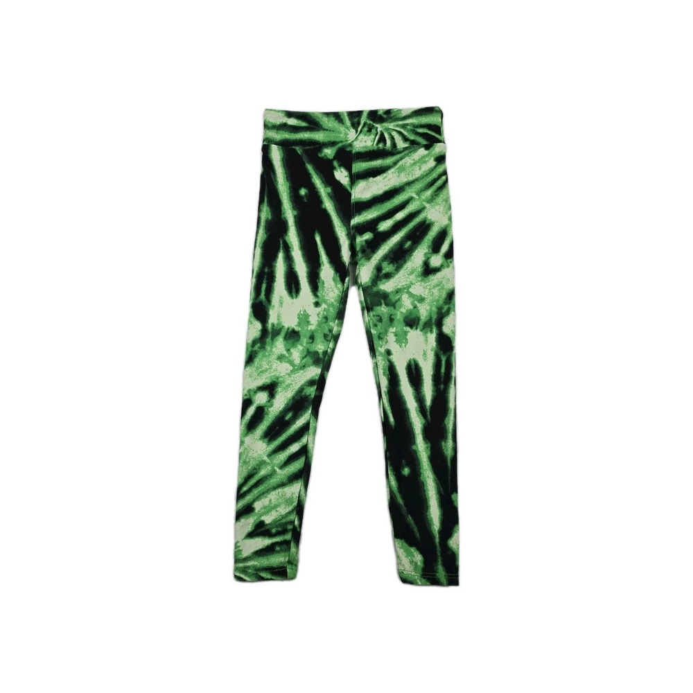 LuLaRoe Kids S/M Leggings Green Black Tie Dye Soft Stretchy Full Length Pants